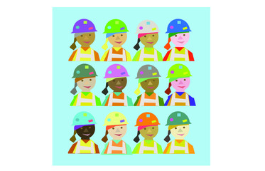 multicultural female construction workers