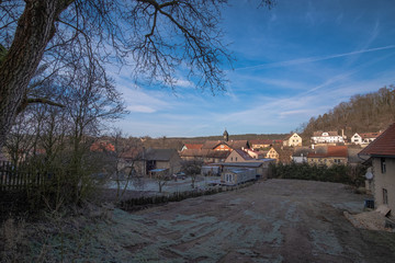 View of Žel&iacute;zy during sunny weather. Trip to Čertovy hlavy (The Devil's Heads), a pair of in situ rock sculptures near Žel&iacute;zy in the Central Bohemian Region of the Czech Republic.