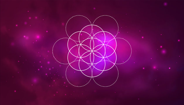 Mystical sacred geometry vector symbol Flower of Life. Spirituality, harmony concept