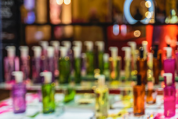 Abstract blurred background with perfume bubbles of different colors, for the backdrop