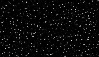 Abstract black background with stars for your design. Vector starry night sky. Space backdrop.