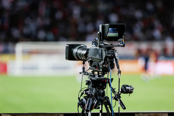 TV camera at the stadium during football matches