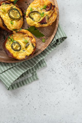 Bacon egg muffins with jalapeno, low carbs, ketogenic food