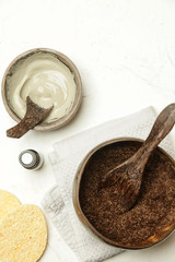 Homemade beauty products, DIY organic, toxic free, zero waste skin care cosmetic, home spa concept