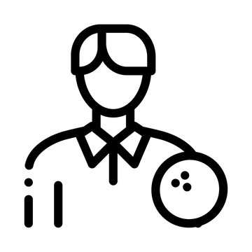 Man Bowling Gamer Icon Vector. Outline Man Bowling Gamer Sign. Isolated Contour Symbol Illustration
