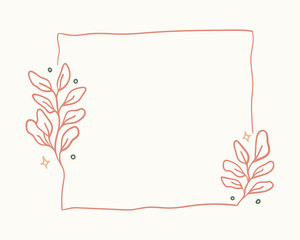 Obraz premium Botanical hand drawn card. Vector floral invitation frame. Decorative leaves elements border illustration.