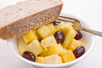 pineapple,grapes and bread - healthy eating