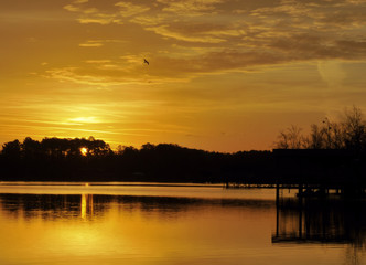 Fototapeta na wymiar Sunrise at Lake Weiss near Cedar Bluff, Alabama