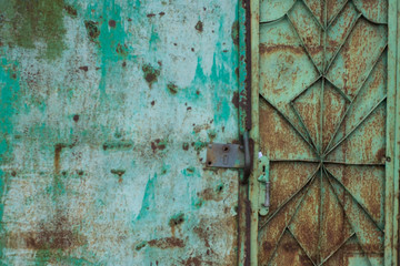 rusty old metal texture. Blank for background, free space for advertising. Rust on a metal fence. Abstract background