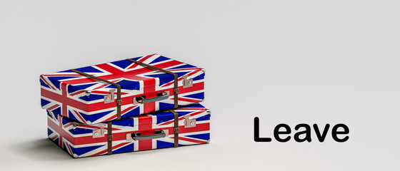 Obraz premium the suitcases are packed /leave eu / two vintage suitcase with flag of United Kingdom. Concept Brexit / 3d illustration