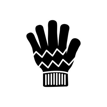 recommend clip art: Icono plano guante de lana en color negro