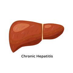 Chronic hepatitis liver icon isolated on white background. Liver disease concept illustration in flat design.