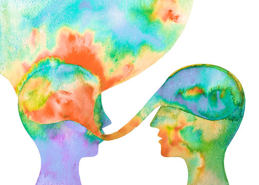 Disegno grafico comunicazione. Terapia. Psicologo parla con il paziente