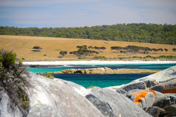 Pristine beaches of The Garden, Bay of Fires, Tasmania, Australia