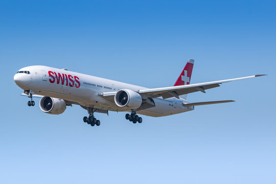 Swiss International Airlines Boeing 777 airplane at Zurich