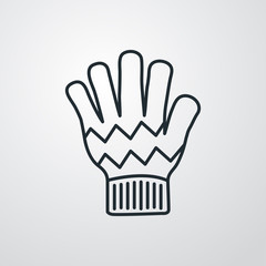 Icono plano lineal guante de lana en fondo gris