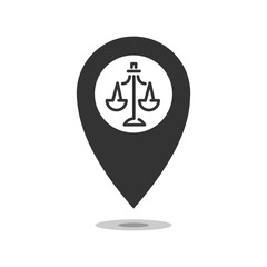  Map pointer. Court. Vector icon isolated on white background.