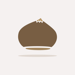 Chestnut. Icon with shadow on a beige background. Autumn vector illustration