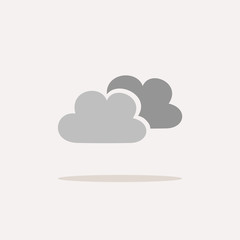 Clouds. Icon with shadow on a beige background. Weather vector illustration
