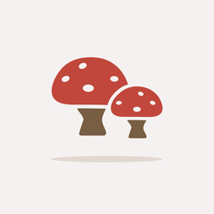 Mushrooms. Icon with shadow on a beige background. Autumn vector illustration