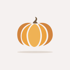 Pumpkin. Icon with shadow on a beige background. Fall vector illustration