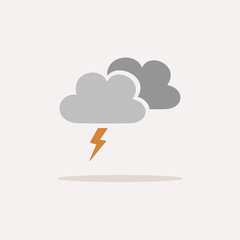 Storm. Icon with shadow on a beige background. Weather vector illustration