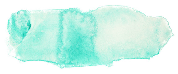 aquamarine watercolor stain, hand-drawn with the texture of spreading paint.