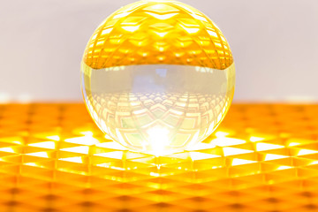 Glass ball photograph with different colors and patterns