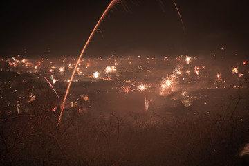 Night scene in Aachen am Haarberg in New Year's Eve 2020
