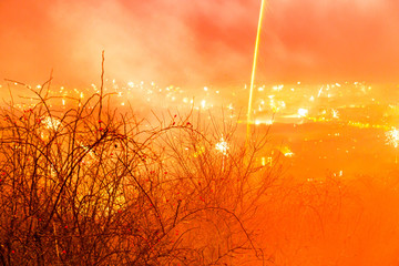 Night scene in Aachen am Haarberg in New Year's Eve 2020