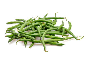 String beans on a white background.