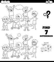 differences coloring game with kids group