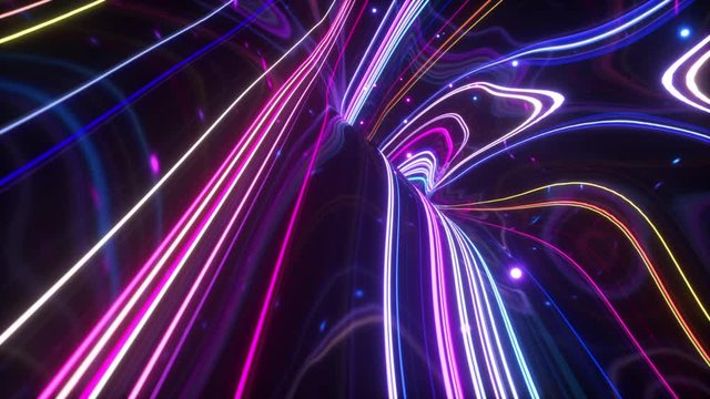 3d render, abstract topographic animation background, fluorescent ultraviolet light, glowing neon lines, move inside, blue pink spectrum, modern colorful illumination