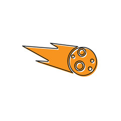 Orange Comet falling down fast icon isolated on white background. Vector Illustration © vector_v