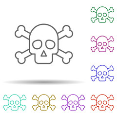 Skull, nasty in multi color style icon. Simple thin line, outline vector of nasty icons for ui and ux, website or mobile application