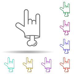 Bone hand, nasty in multi color style icon. Simple thin line, outline vector of nasty icons for ui and ux, website or mobile application