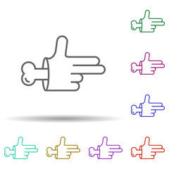 Hand gun, nasty in multi color style icon. Simple thin line, outline vector of nasty icons for ui and ux, website or mobile application