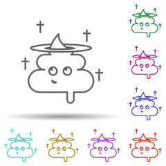 Poop, christian, angel in multi color style icon. Simple thin line, outline vector of nasty icons for ui and ux, website or mobile application