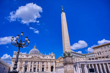 Fototapeta na wymiar Vatican City - May 31, 2019 - St. Peter's Basilica and St. Peter's Square located in Vatican City near Rome, Italy.