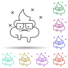 Poop, sunglasses, nasty in multi color style icon. Simple thin line, outline vector of nasty icons for ui and ux, website or mobile application