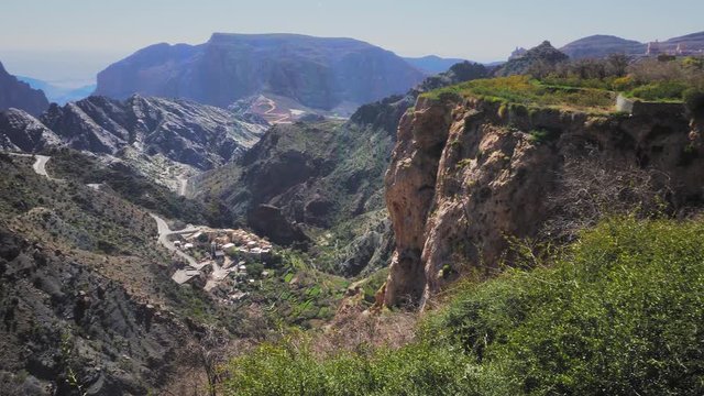 Omani Mountains at Jebel Akhdar Gorge in Al Hajar Range, Oman
