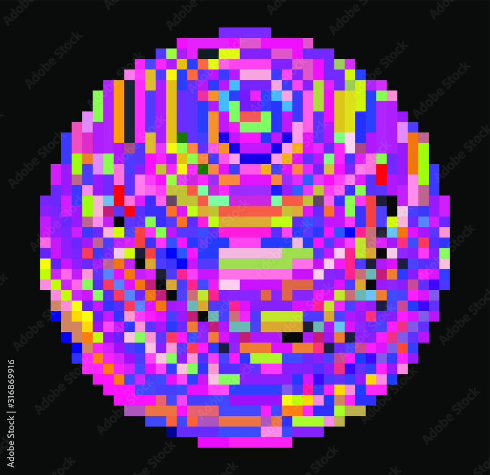 Aufkleber Circle made of colorful random pixels. Generative computer art.
