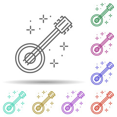 Banjo, music in multi color style icon. Simple thin line, outline vector of oktoberfest icons for ui and ux, website or mobile application