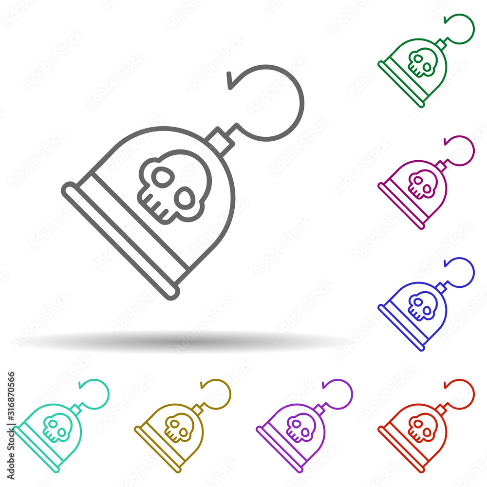 Poster hook, pirate in multi color style icon. simple thin line, outline vector of pirate icons for ui and 