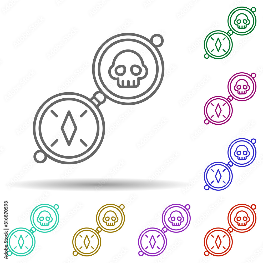Poster compass, pirate in multi color style icon. simple thin line, outline vector of pirate icons for ui a