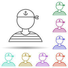 Boatswain, pirate in multi color style icon. Simple thin line, outline vector of pirate icons for ui and ux, website or mobile application