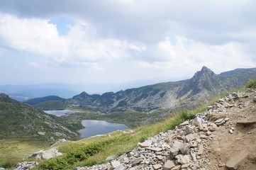 Naklejka na ściany i meble mountain landscape with lake Rila Lakes Bulgaria