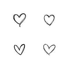 Doodle hearts collection, set of hand drawn heart illustrations.