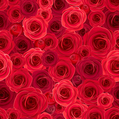 Vector seamless background with red roses.