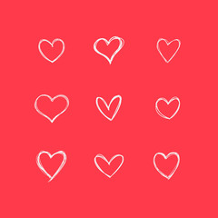 Doodle hearts collection, set of hand drawn heart illustrations.
